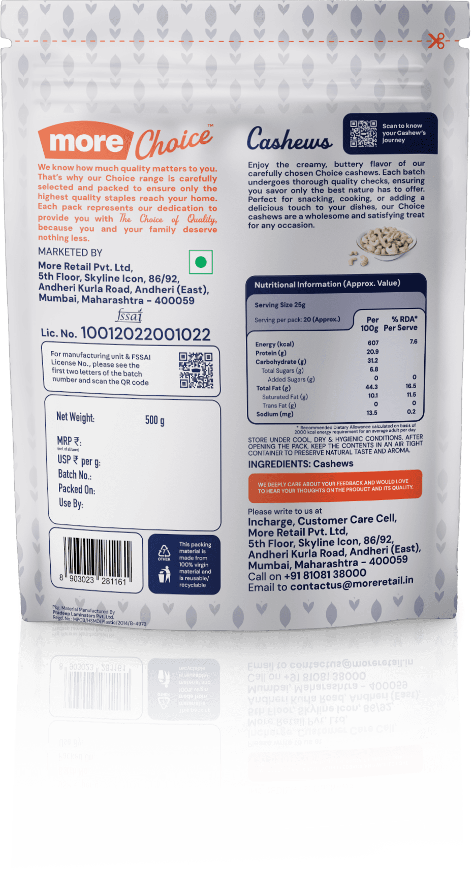 More Choice Cashews Back View