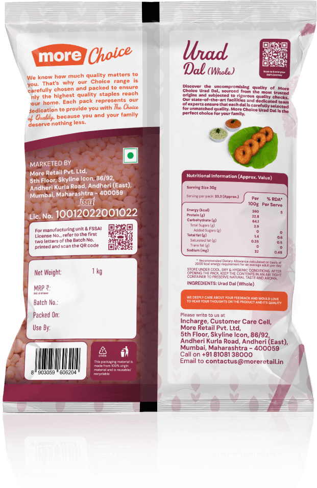 More Choice Urad Dal Back View